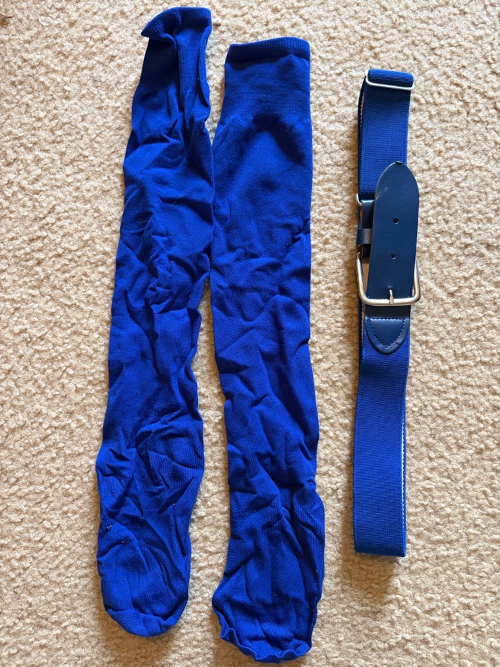 Kids Blue Elastic Baseball Uniform Belt with Matching Blue Socks